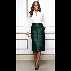 eva mendes for New York & Company Emerald Green Belted Pencil Skirt